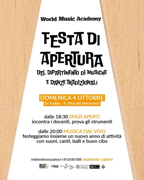 Locandina: Festa di apertura del dipartimento di danze e musiche tradizionali