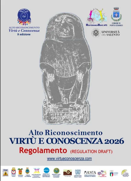 Locandina: Al Via la X Edizione del Premio Virtù e Conoscenza: Aperte le Candidature per Celebrare L’Estro e il Genio del Mediterraneo