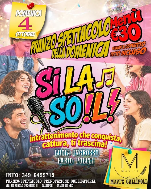 Locandina: Pranzo Spettacolo della Domenica - Si La So!L!