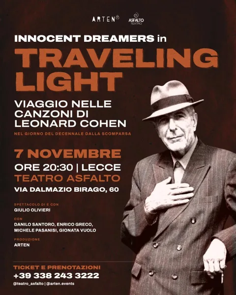 Locandina: TRAVELING LIGHT - Viaggio nelle canzoni di Leonard Cohen