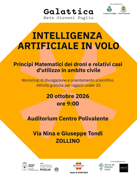 Locandina: INTELLIGENZA ARTIFICIALE IN VOLO | La matematica incontra i droni.