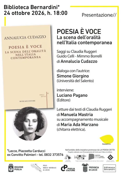 Locandina: Poesia è voce. La scena dell’oralità nell’Italia contemporanea – Annalucia Cudazzo