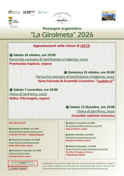Locandina: "La Girolmeta": doppio appuntamento con P. Kapitula e Ensemble Concentus