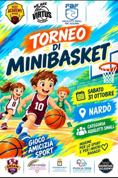 Locandina: QUADRANGOLARE DI BASKET ACADEMY Sport salute inclusione e valorizzazione del territorio.