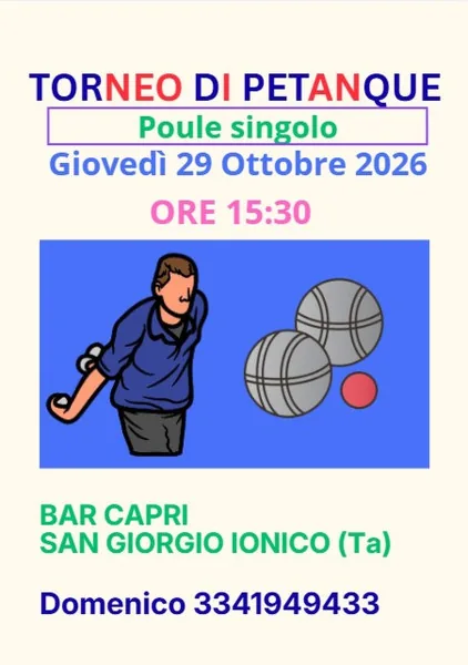 Locandina: A.S.D. Stella del Sud organizza un Poule singolo di Petanque