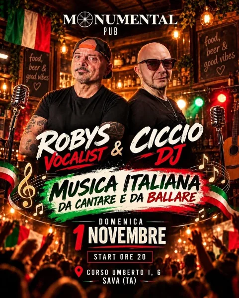 Locandina: RobyS Vocalist & Ciccio DJ Musica italiana da cantare e ballare