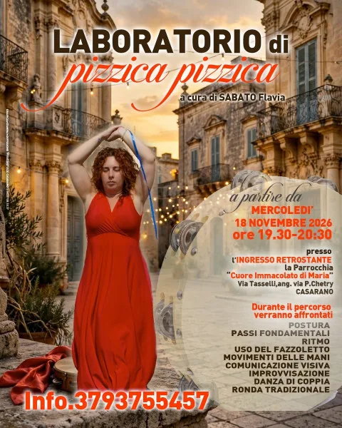 Locandina: Laboratorio di pizzica-pizzica con Flavia Sabato