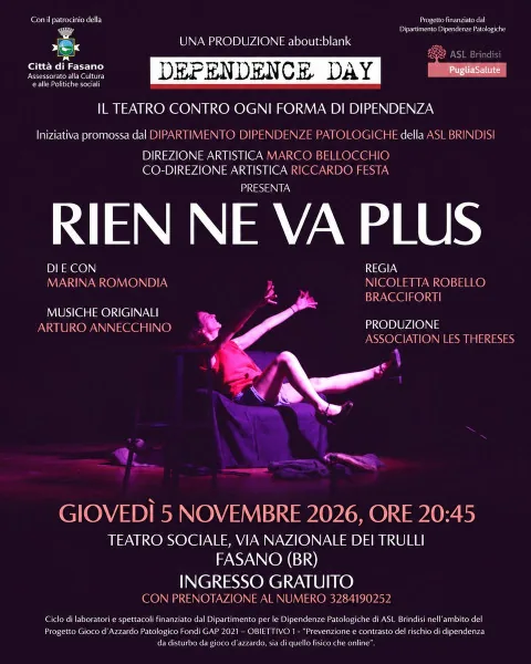 Locandina: Dependence Day | Rien ne va plus di e con Marina Romondia