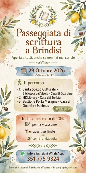 Locandina: Passeggiata di scrittura a Brindisi