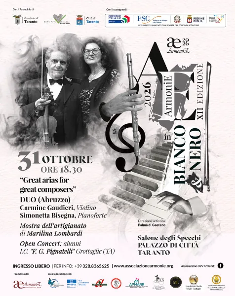 Locandina: Opera e Artigianato per ArmoniE in Bianco e Nero XII ed