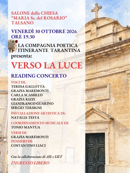 Locandina: Verso la luce - reading in concerto
